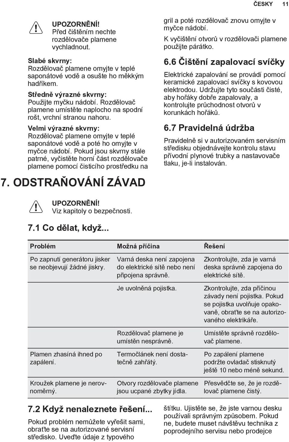 Velmi výrazné skvrny: Rozdělovač plamene omyjte v teplé saponátové vodě a poté ho omyjte v myčce nádobí.