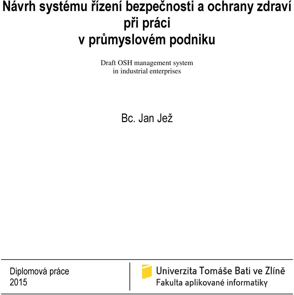 podniku Draft OSH management system in