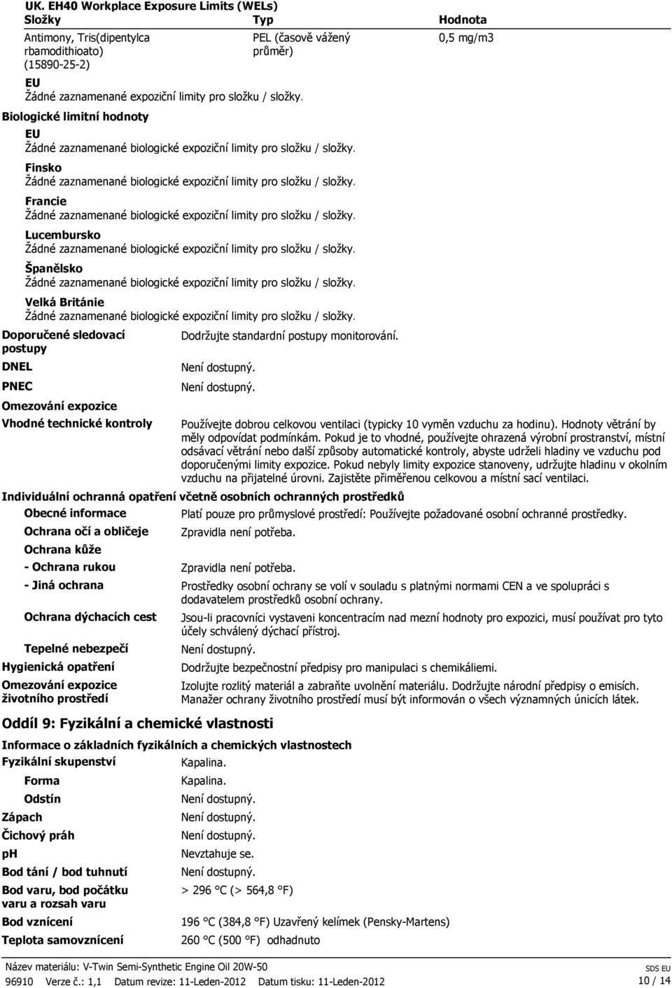 Lucembursko Žádné zaznamenané biologické expoziční limity pro složku / složky. Španělsko Žádné zaznamenané biologické expoziční limity pro složku / složky.