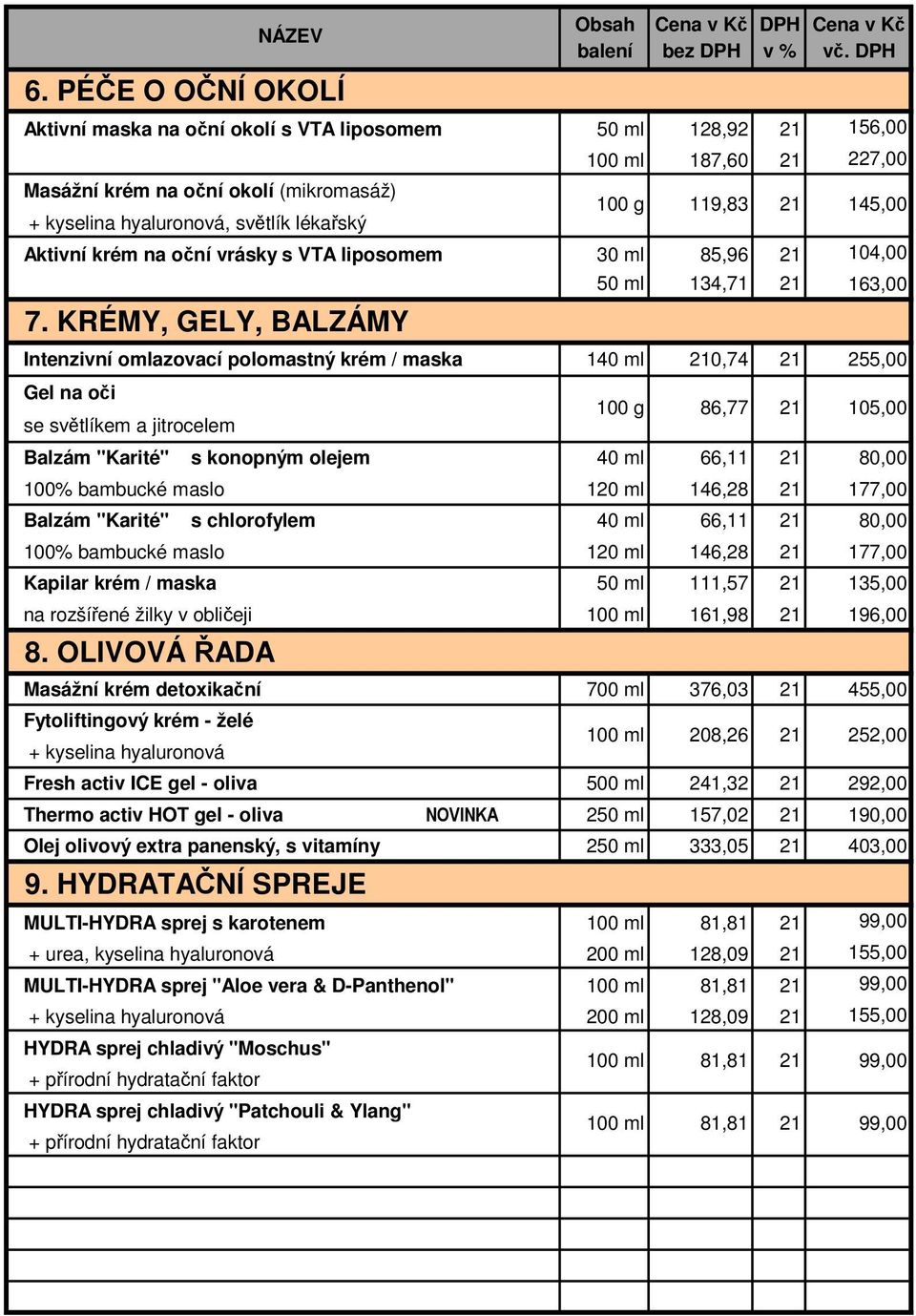 VTA liposomem 100 g 30 ml 119,83 85,96 145,00 104,00 50 ml 134,71 163,00 7.