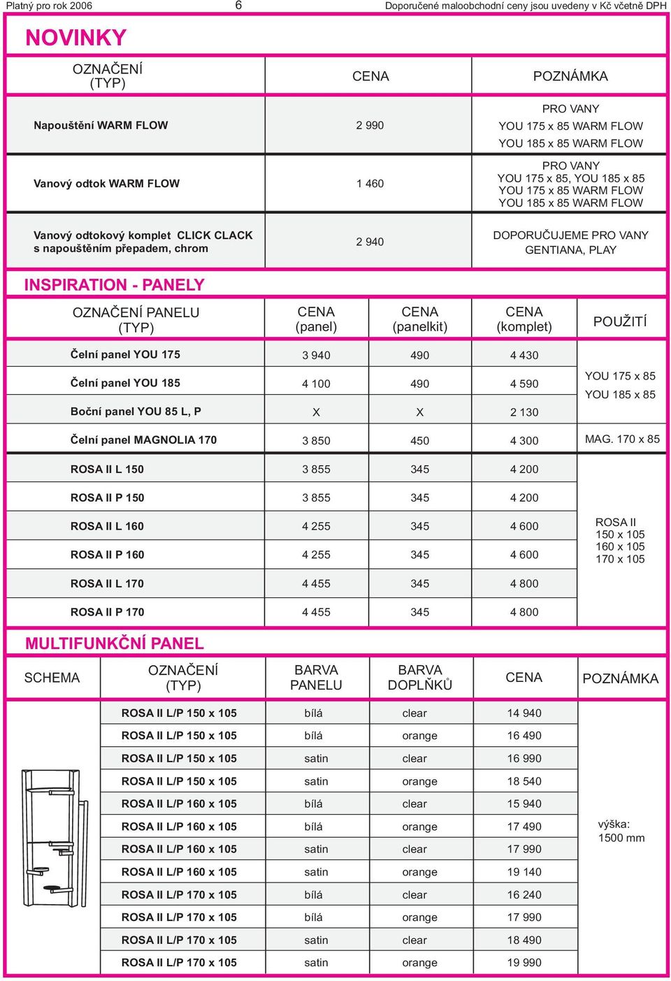 Èelní panel YOU 185 Boèní panel YOU 85, P 4 100 490 4 590 2 130 YOU 175 85 YOU 185 85 Èelní panel MAGNOIA 170 3 850 450 4 300 MAG.