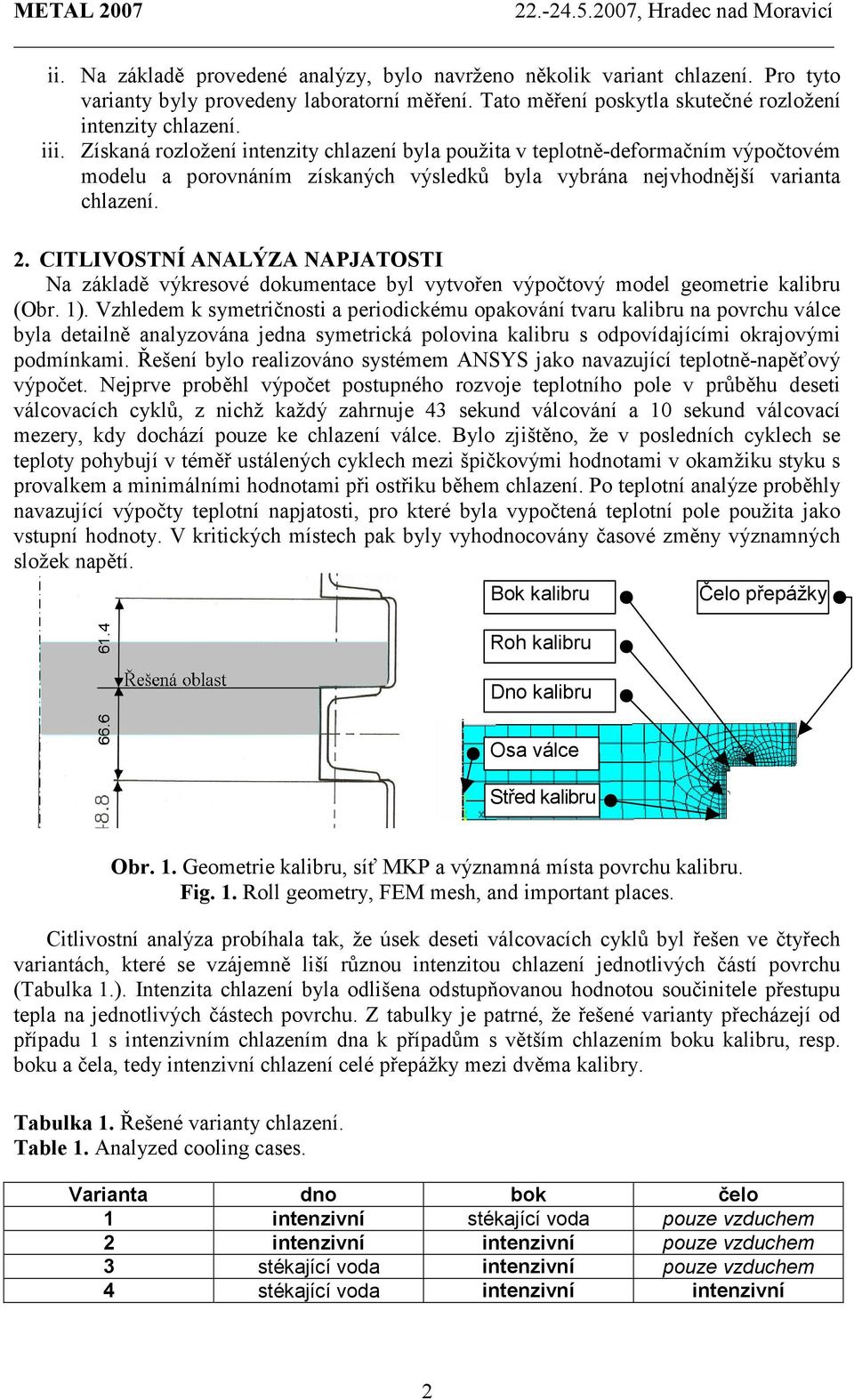 CITLIVOSTNÍ ANALÝZA NAPJATOSTI Na základě výkresové dokumentace byl vytvořen výpočtový model geometrie kalibru (Obr. 1).