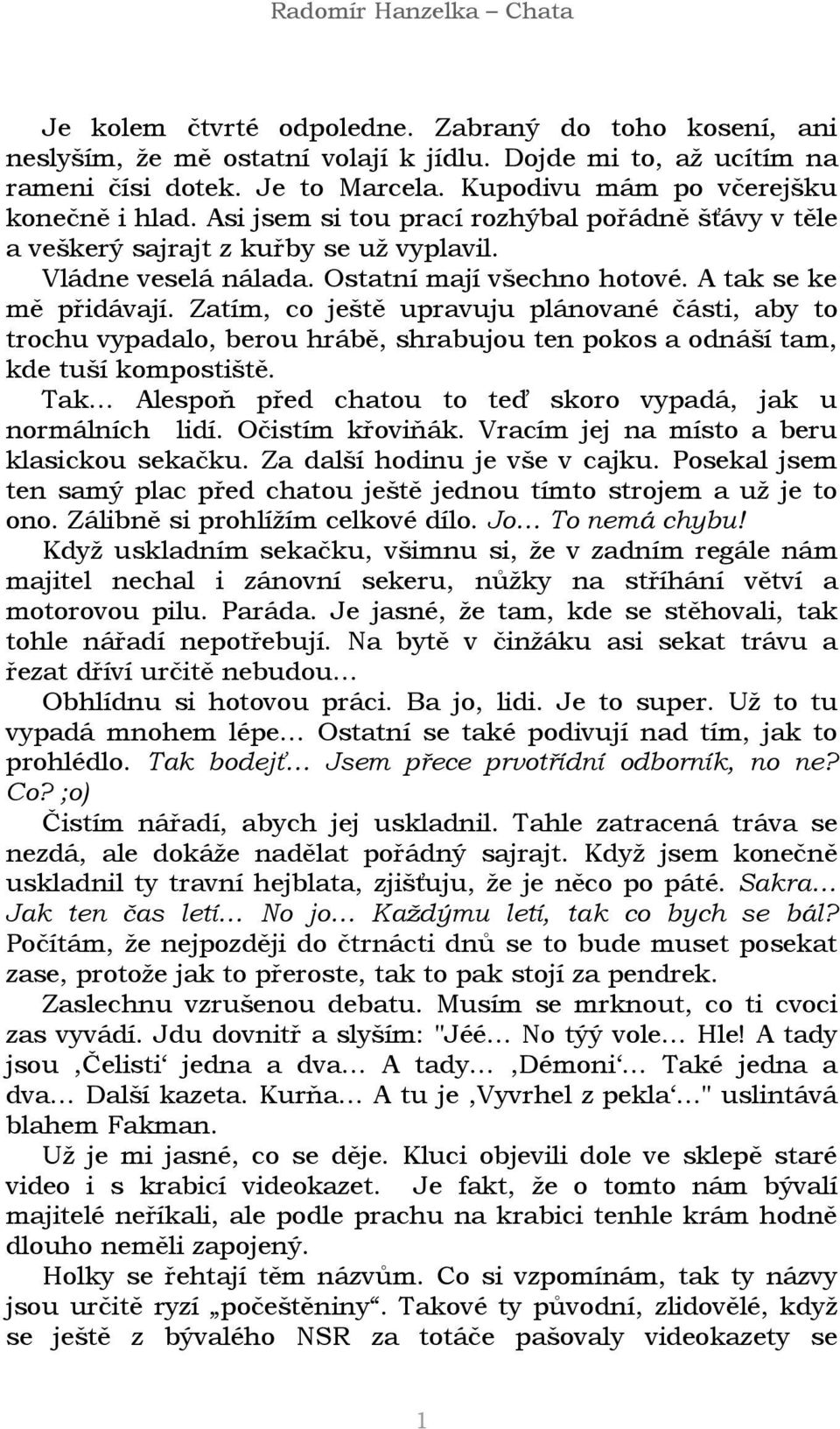 Zatím, co ještě upravuju plánované části, aby to trochu vypadalo, berou hrábě, shrabujou ten pokos a odnáší tam, kde tuší kompostiště.