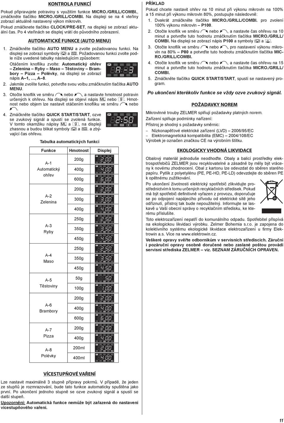 Zmáčkněte tlačítko AUTO MENU a zvolte požadovanou funkci. Na displeji se zobrazí symboly a.