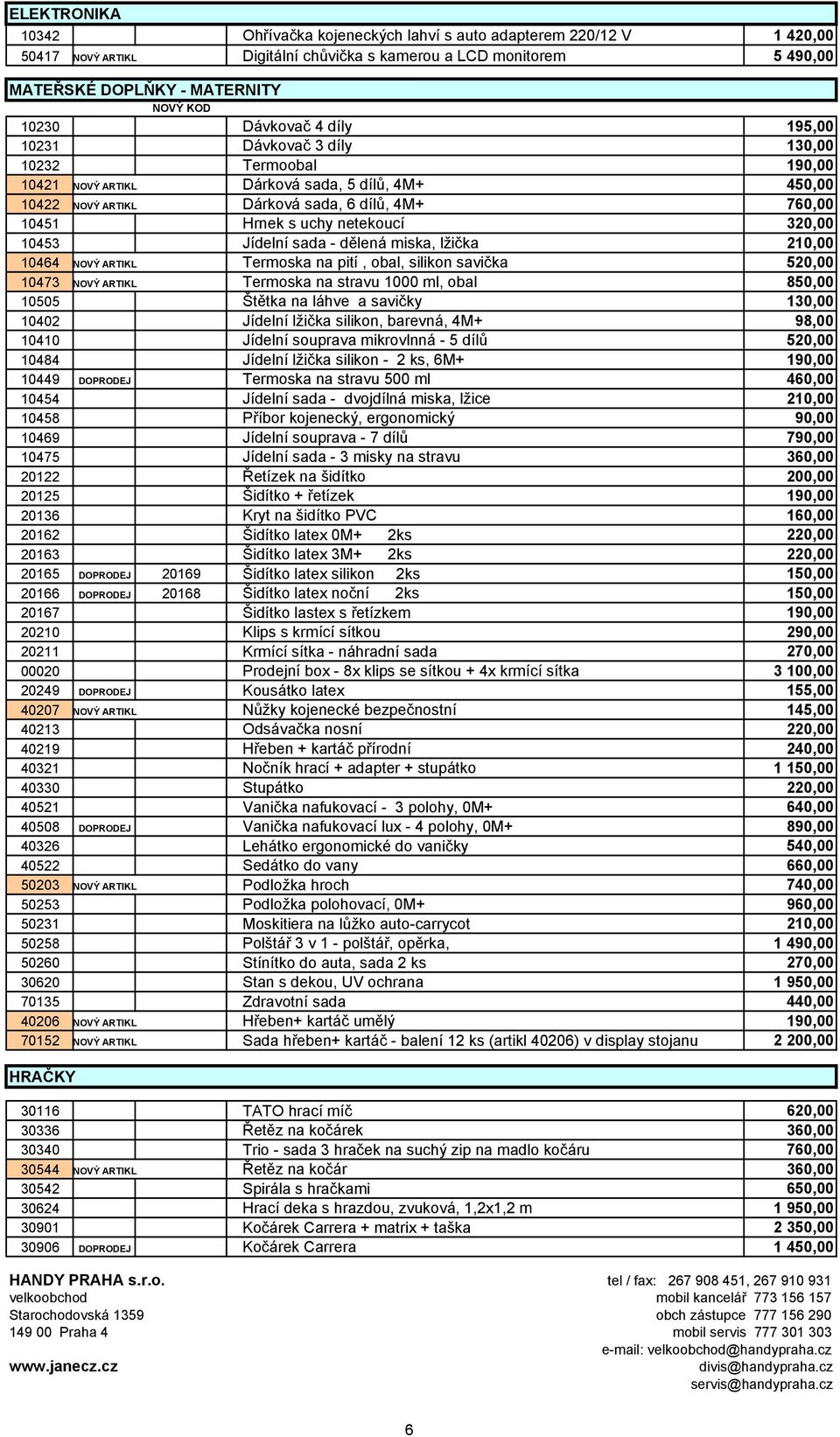 netekoucí 320,00 10453 Jídelní sada - dělená miska, lžička 210,00 10464 NOVÝ ARTIKL Termoska na pití, obal, silikon savička 520,00 10473 NOVÝ ARTIKL Termoska na stravu 1000 ml, obal 850,00 10505