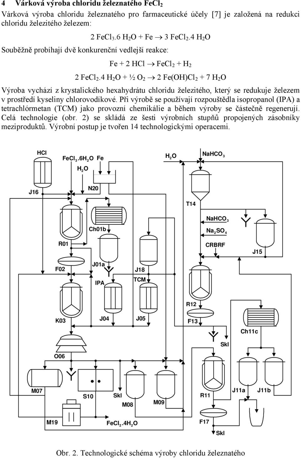 4 H 2 O + ½ O 2 2 Fe(OH)Cl 2 + 7 H 2 O Výroba vychází z krystalického hexahydrátu chloridu železitého, který se redukuje železem v prostředí kyseliny chlorovodíkové.