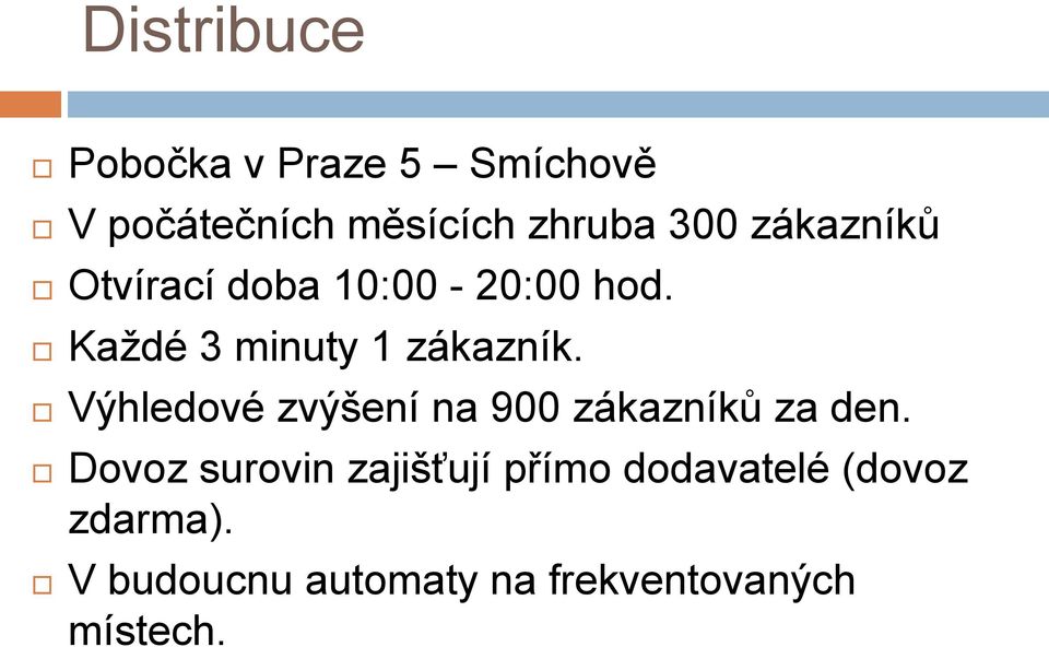 Výhledové zvýšení na 900 zákazníků za den.