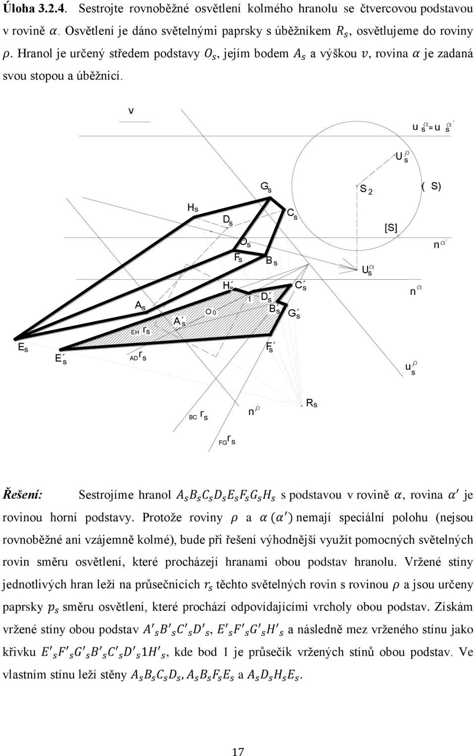 v u = u U G S 2 (S) E E EH r r H O 0 H F O B B F C G C U [S] u BC r R r FG Řešeí: Setrojíme hraol podtavou v roviě, rovia je roviou horí podtavy.