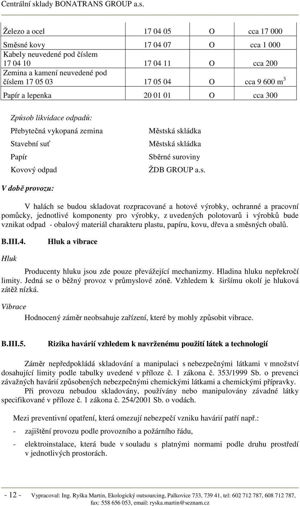 b likvidace odpadů: Přebytečná vykopaná zemina Stavební su