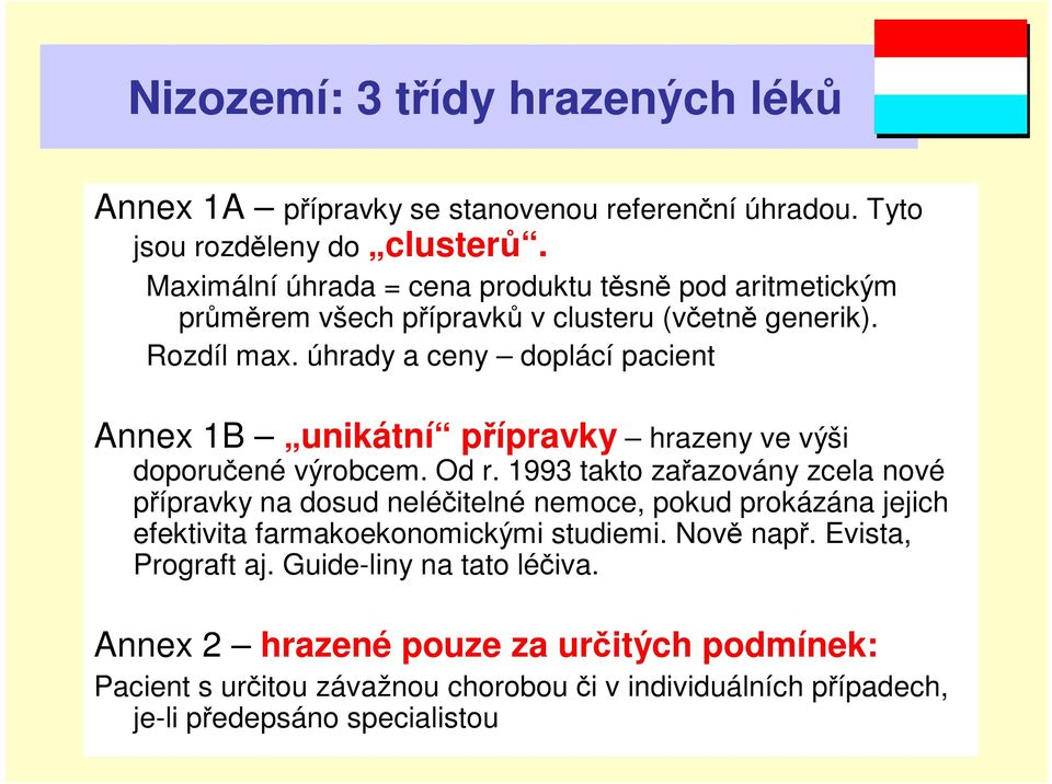 úhrady a ceny doplácí pacient Annex 1B unikátní pípravky hrazeny ve výši doporuené výrobcem. Od r.