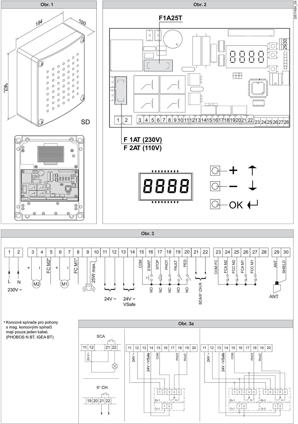 3a 3 4 5 6 7 8 9 0 3 4 5 6 7 8 9 0 4V ~ 4V ~VSafe COM PHOT FAULT 4V ~ 4V ~VSafe COM COM PHOT START NO FAULT STOP PHOT FAULT NC NC NO PED