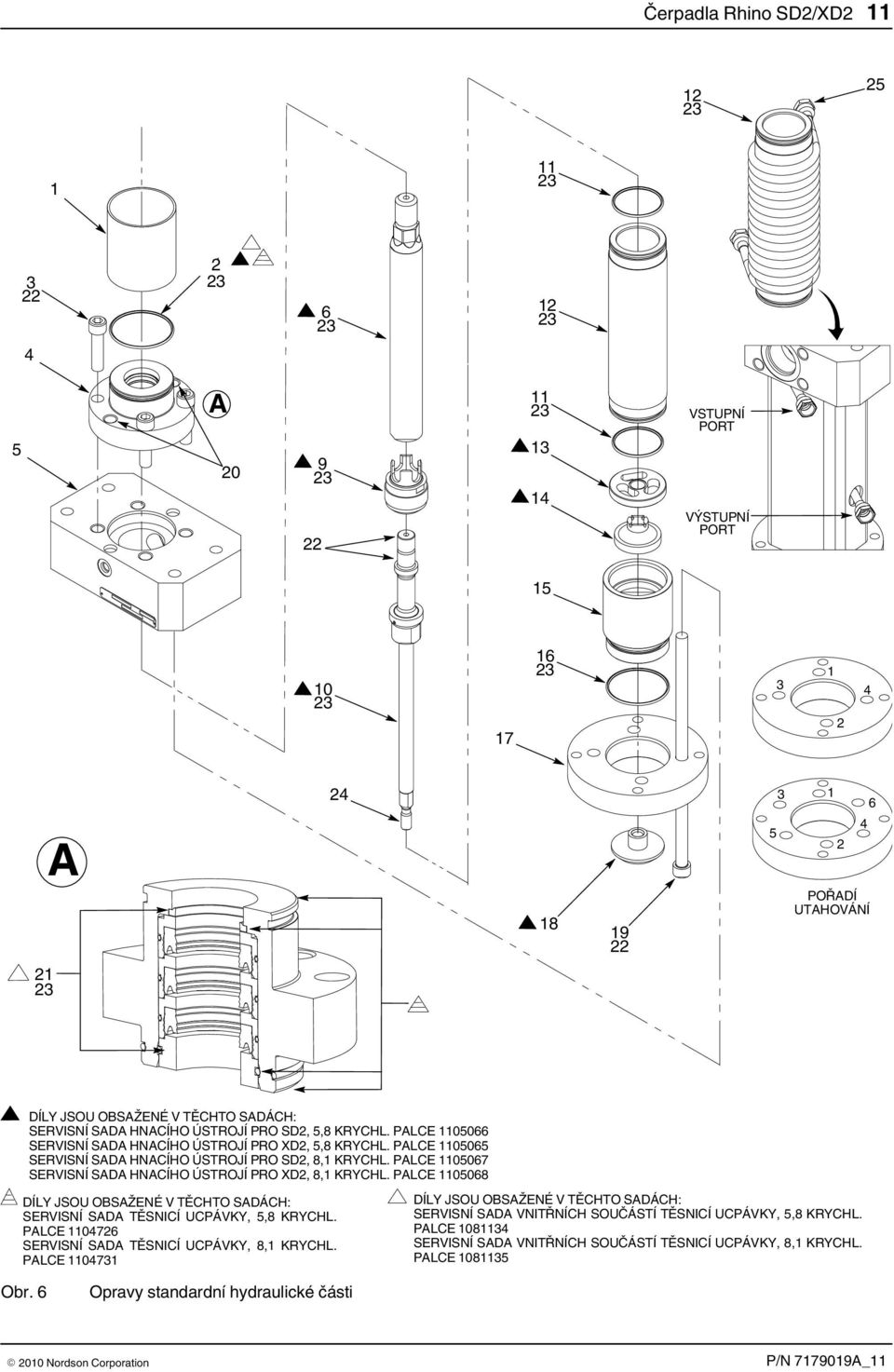 PALCE 05067 SERVISNÍ SADA HNACÍHO ÚSTROJÍ PRO XD2, 8, KRYCHL. PALCE 05068 DÍLY JSOU OBSAŽENÉ V TĚCHTO SADÁCH: SERVISNÍ SADA TĚSNICÍ UCPÁVKY, 5,8 KRYCHL.