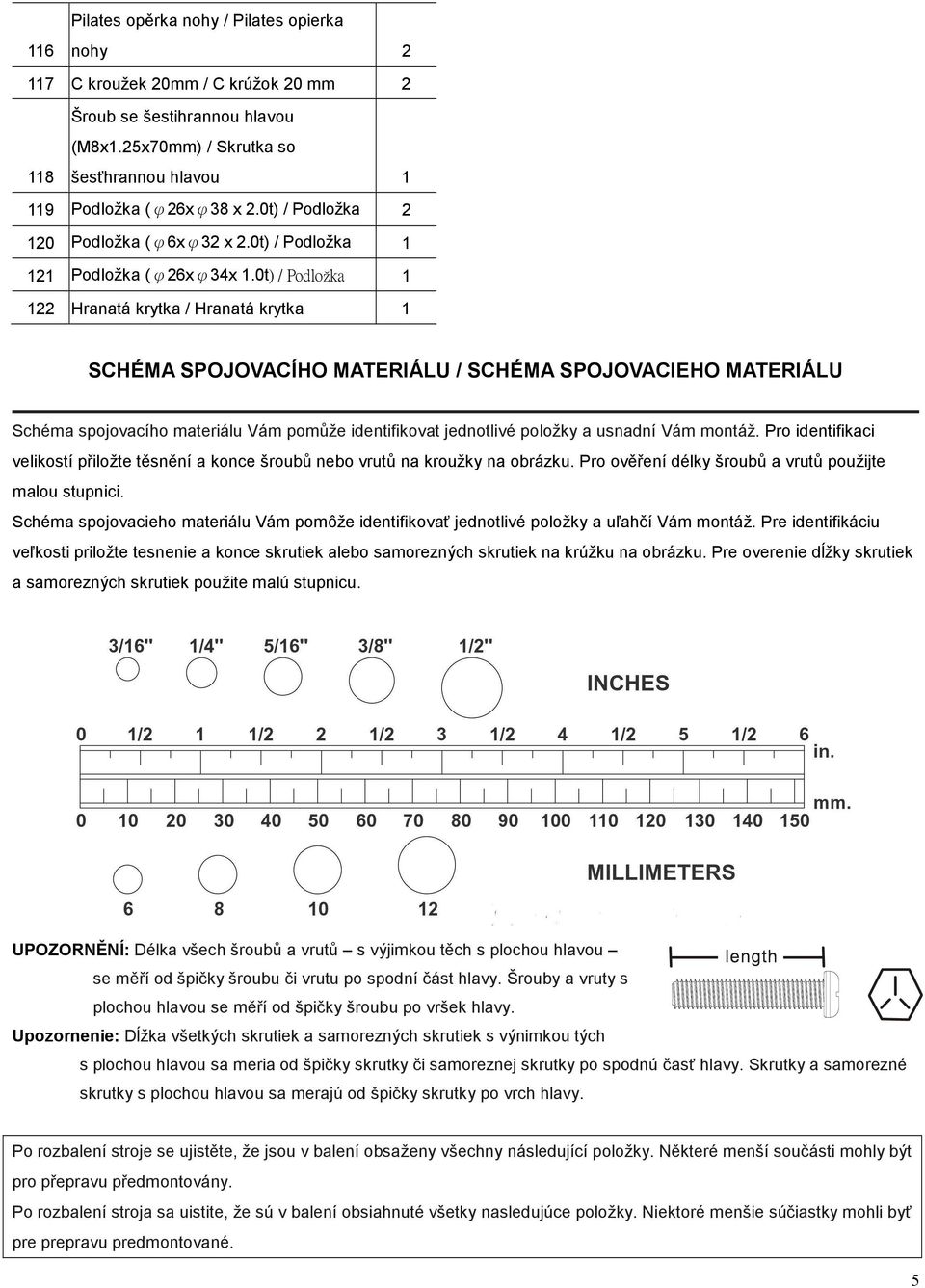 0t) / Podlo kk ž 1 122 Hranatá krytka / Hranatá krytka 1 SCHÉMA SPOJOVACÍHO MATERIÁLU / SCHÉMA SPOJOVACIEHO MATERIÁLU Schéma spojovacího materiálu Vám pomůže identifikovat jednotlivé položky a