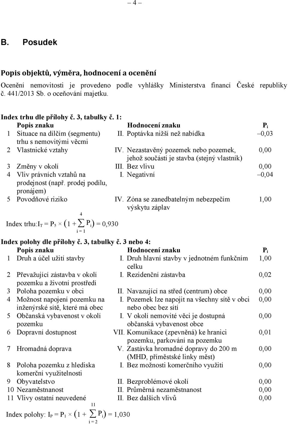 Nezastavěný pozemek nebo pozemek, jehož součástí je stavba (stejný vlastník) 3 Změny v okolí III. Bez vlivu 4 Vliv právních vztahů na I. Negativní prodejnost (např.