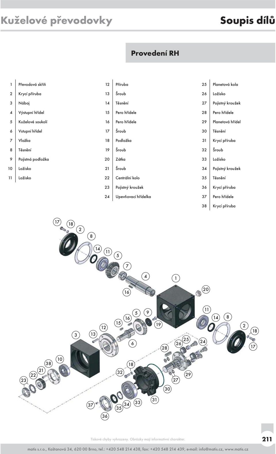 hřídelka 25 Planetová kola 26 Ložisko 27 Pojistný kroužek 28 Pero hřídele 29 Planetová hřídel 30 Těsnění 31 Krycí příruba 32 Šroub 33 Ložisko 34 Pojistný kroužek 35 Těsnění