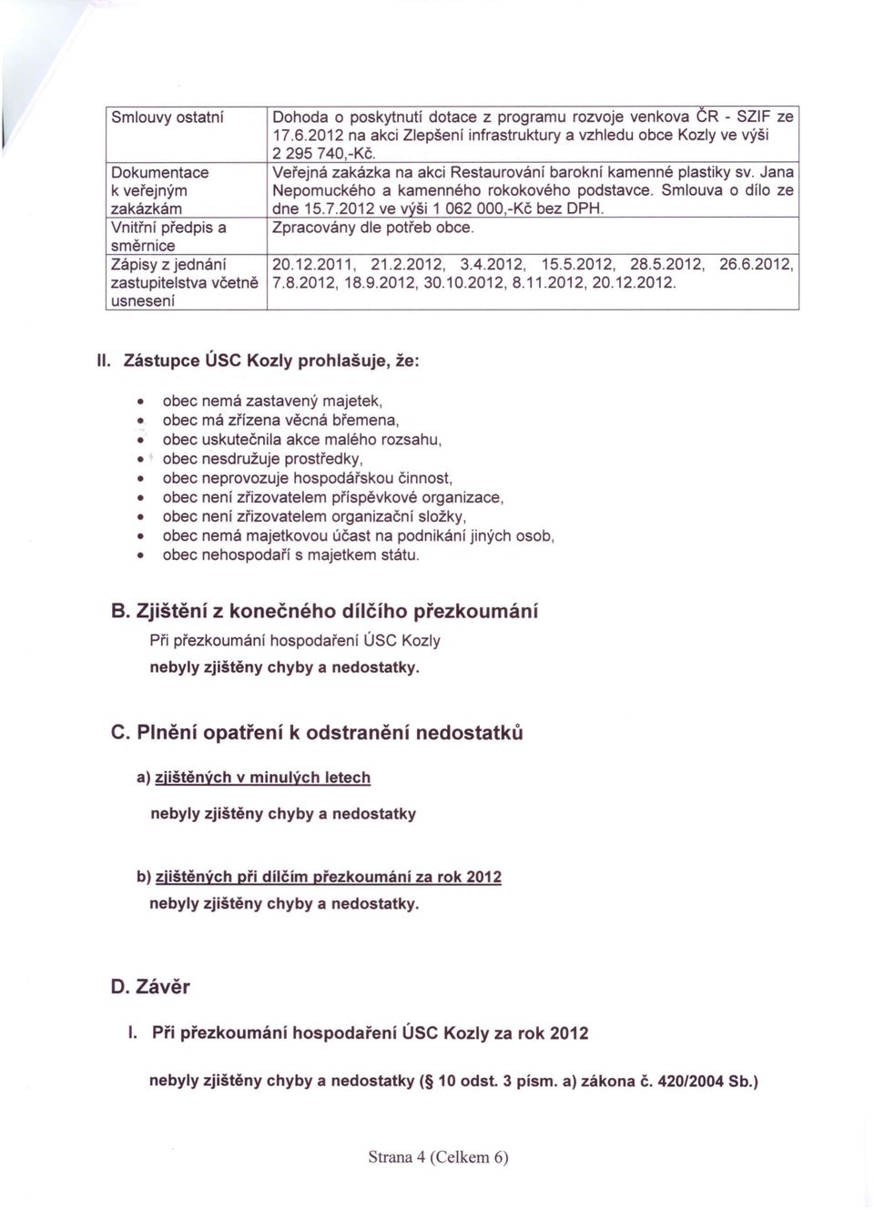 202 ve výši 062 OOO,-Kčbez DPH. Vnitřní předpis a Zpracovány dle potřeb obce. směrnice Zápisy z jednání 20.2.20, 2.2.202, 3.4.202, 5.5.202, 28.5.202, 26.6.202, zastupitelstva včetně 7.8.202, 8.9.