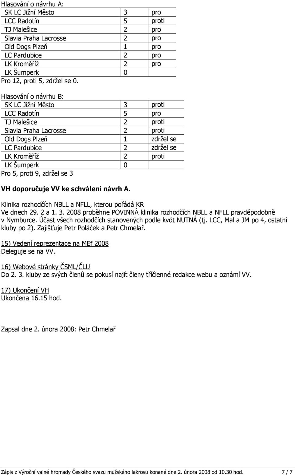 Klinika rozhodčích NBLL a NFLL, kterou pořádá KR Ve dnech 29. 2 a 1. 3. 2008 proběhne POVINNÁ klinika rozhodčích NBLL a NFLL pravděpodobně v Nymburce.