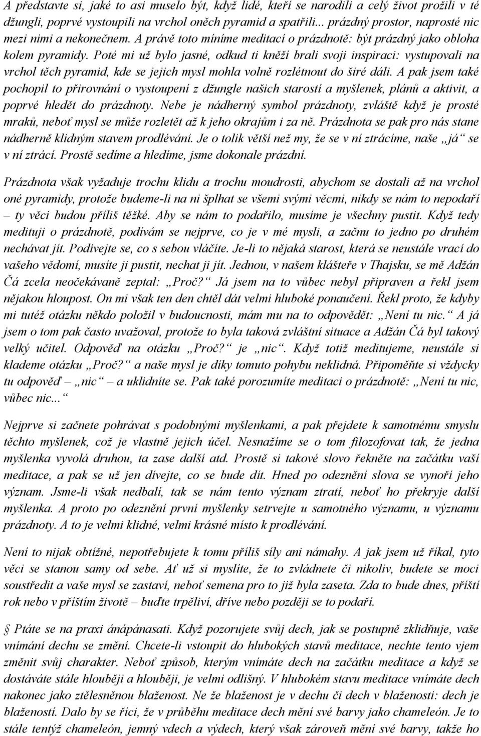 Poté mi už bylo jasné, odkud ti kněží brali svoji inspiraci: vystupovali na vrchol těch pyramid, kde se jejich mysl mohla volně rozlétnout do širé dáli.