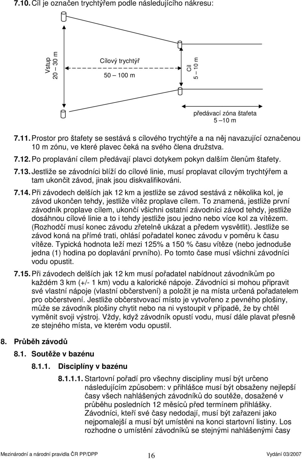 Po proplavání cílem předávají plavci dotykem pokyn dalším členům štafety. 7.13.