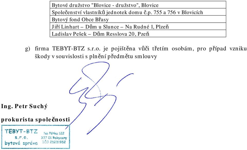 755 a 756 v Blovicích Bytový fond Obce Břasy Jiří Linhart Dům u Slunce Na Rudné 1, Plzeň