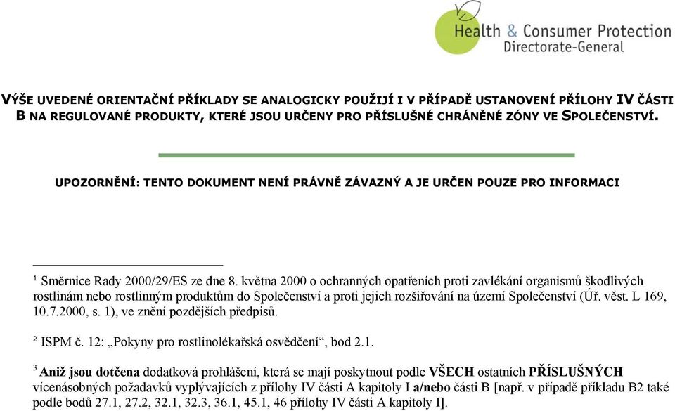 května 2000 o ochranných opatřeních proti zavlékání organismů škodlivých rostlinám nebo rostlinným produktům do Společenství a proti jejich rozšiřování na území Společenství (Úř. věst. L 169, 10.7.