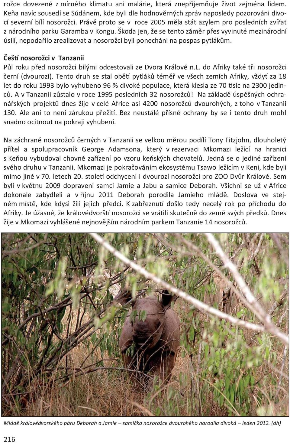 Právě proto se v roce 2005 měla stát azylem pro posledních zvířat z národního parku Garamba v Kongu.