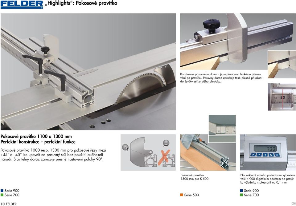 Pokosové pravítko 1100 a 1300 mm Perfektní konstrukce perfektní funkce Pokosové pravítko 1000 resp.