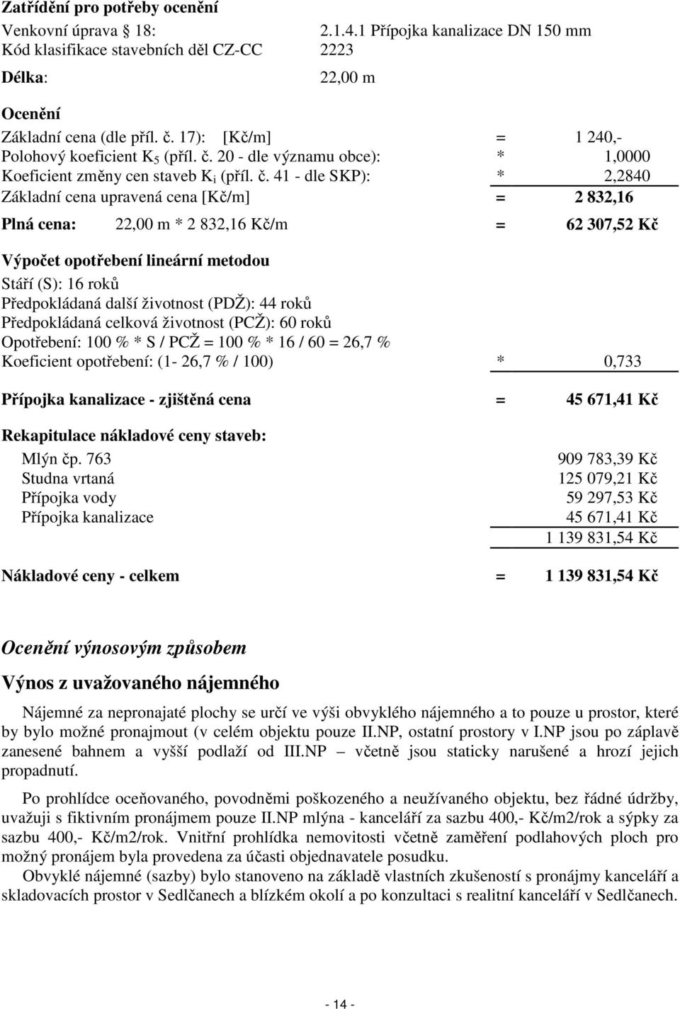 20 - dle významu obce): * 1,0000 Koeficient změny cen staveb K i (příl. č.