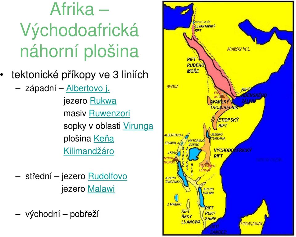 jezero Rukwa masiv Ruwenzori sopky v oblasti Virunga