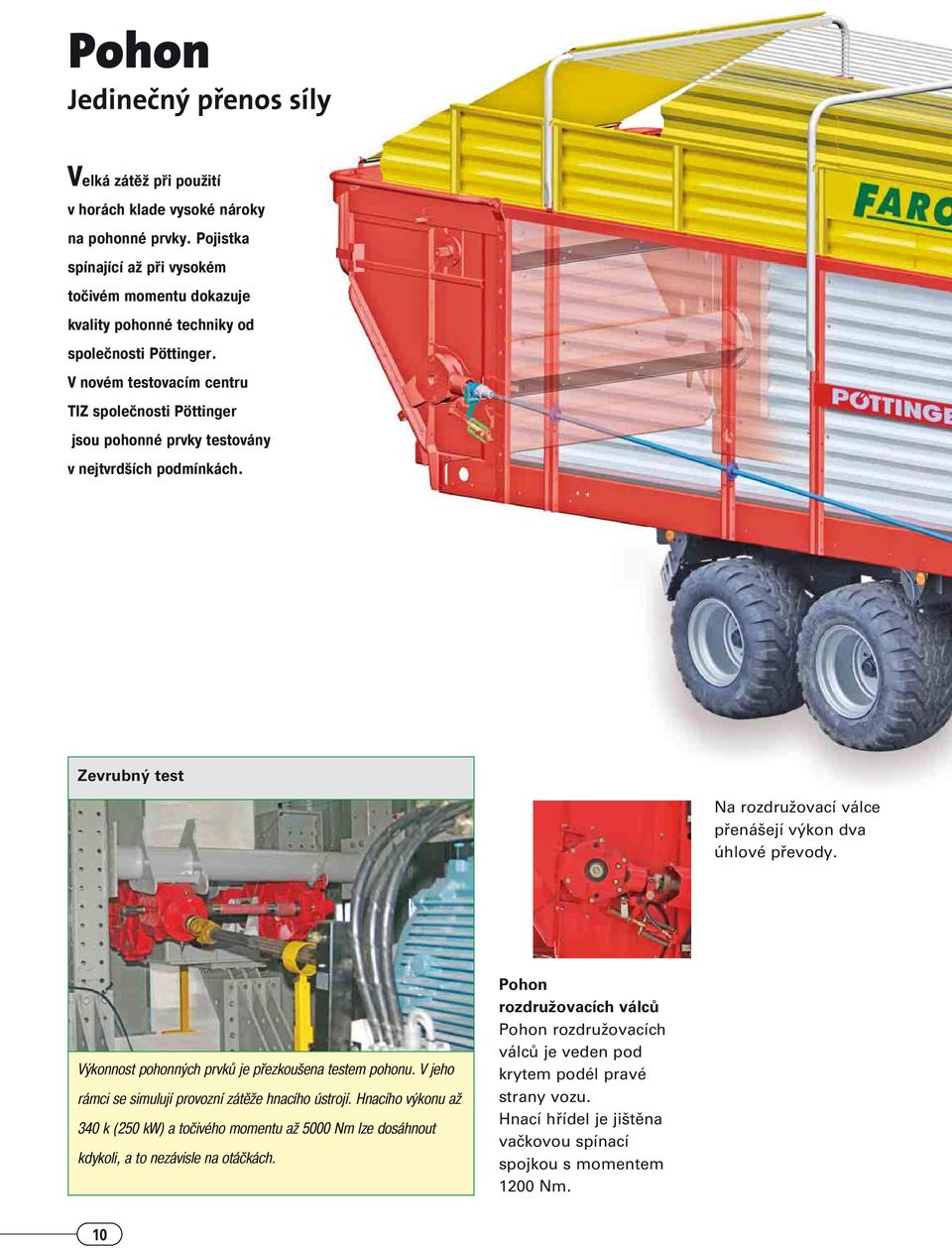 V novém testovacím centru TIZ společnosti Pöttinger jsou pohonné prvky testovány v nejtvrdších podmínkách. Zevrubn test Na rozdruïovací válce pfiená ejí v kon dva úhlové pfievody.