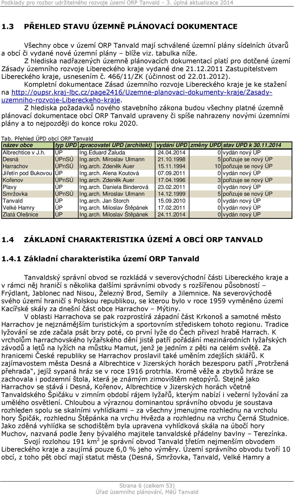 466/11/ZK (účinnost od 22.01.2012). Kompletní dokumentace Zásad územního rozvoje Libereckého kraje je ke stažení na http://oupsr.kraj-lbc.