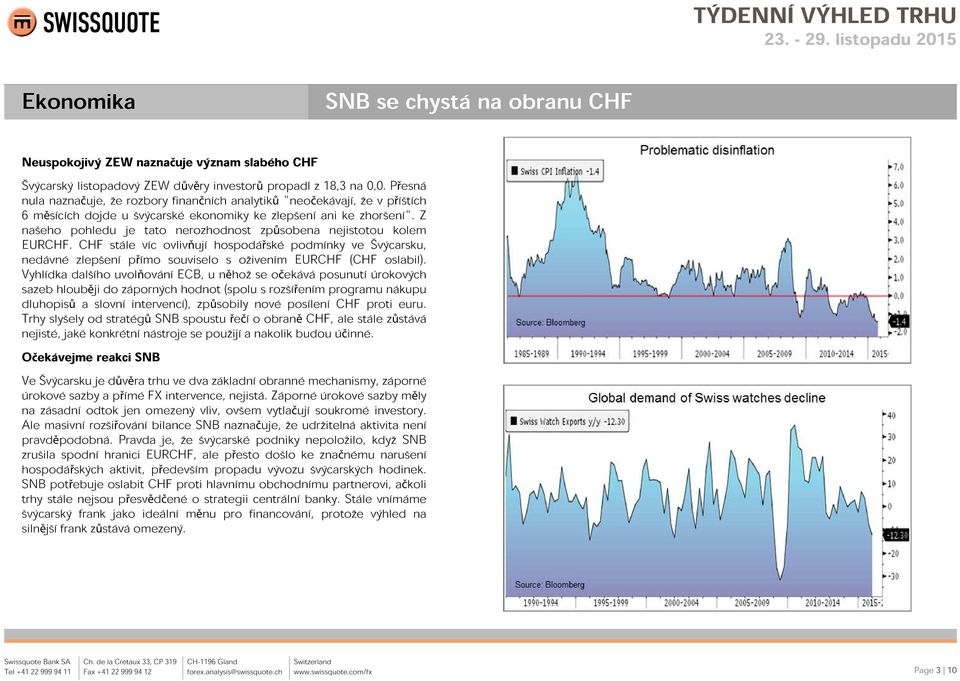 Z našeho pohledu je tato nerozhodnost způsobena nejistotou kolem EURCHF. CHF stále víc ovlivňují hospodářské podmínky ve Švýcarsku, nedávné zlepšení přímo souviselo s oživením EURCHF (CHF oslabil).