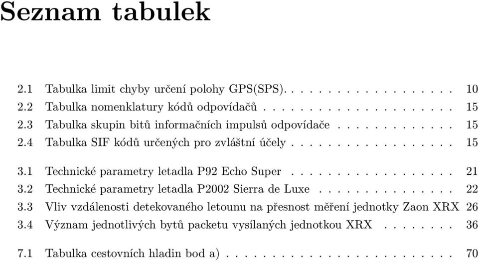 1 Technické parametry letadla P92 Echo Super.................. 21 3.2 Technické parametry letadla P2002 Sierra de Luxe............... 22 3.