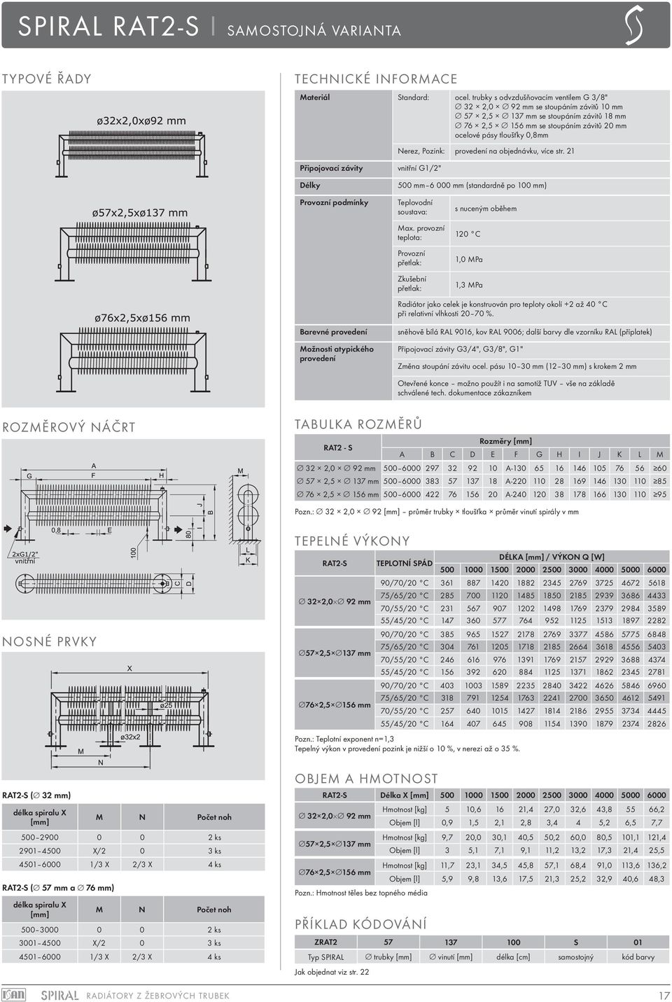 : 32 2,0 92 průměr trubky tloušťka průměr vinutí spirály v mm RAT2-S DÉLKA / VÝKON Q [W] 90/70/20 C 361 887 1420 1882 2345 2769 3725 4672 5618 75/65/20 C 285 700 1120 1485 1850 2185 2939 3686 4433