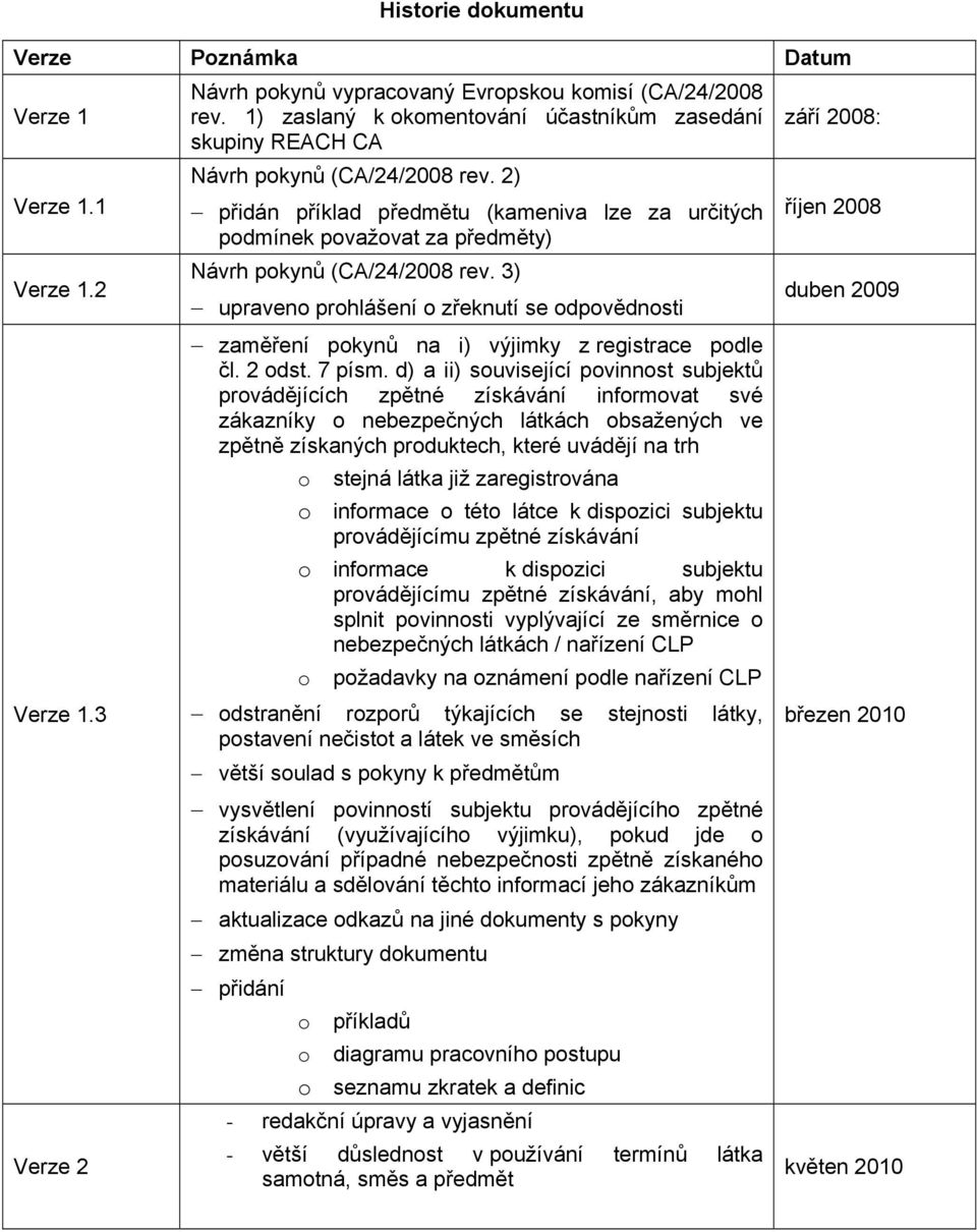 2) přidán příklad předmětu (kameniva lze za určitých podmínek považovat za předměty) Návrh pokynů (CA/24/2008 rev.