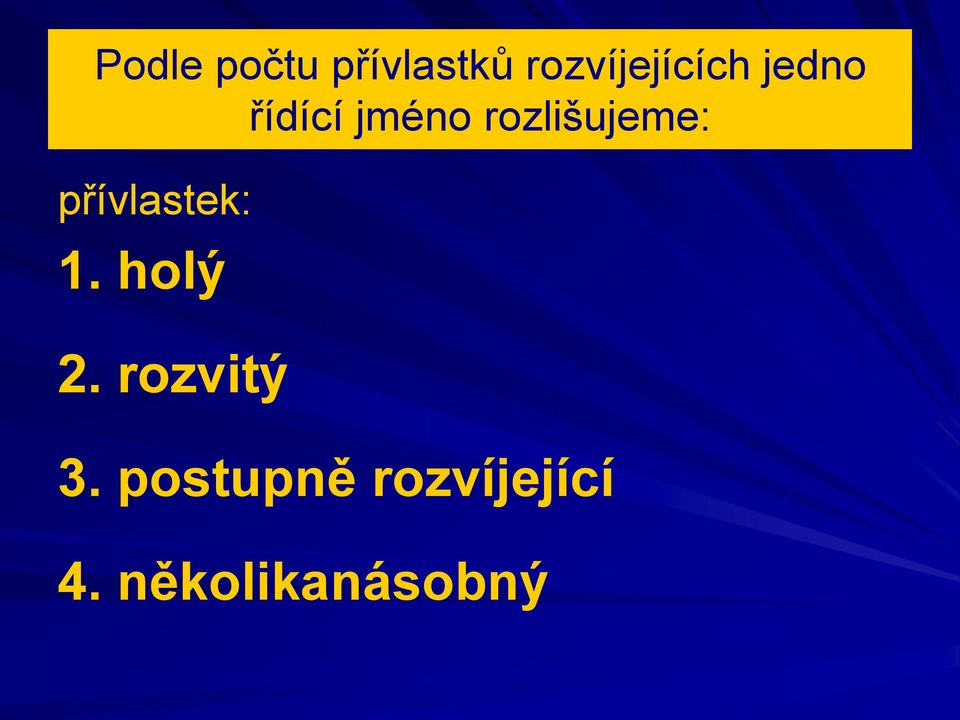 rozlišujeme: přívlastek: 1. holý 2.