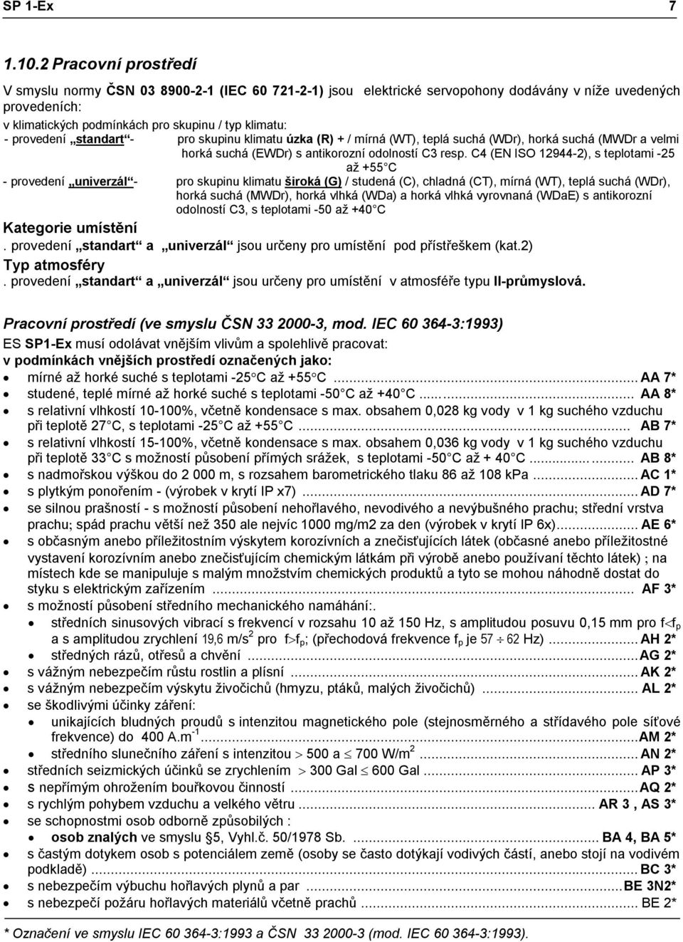 provedení standart - pro skupinu klimatu úzka (R) + / mírná (WT), teplá suchá (WDr), horká suchá (MWDr a velmi horká suchá (EWDr) s antikorozní odolností C3 resp.