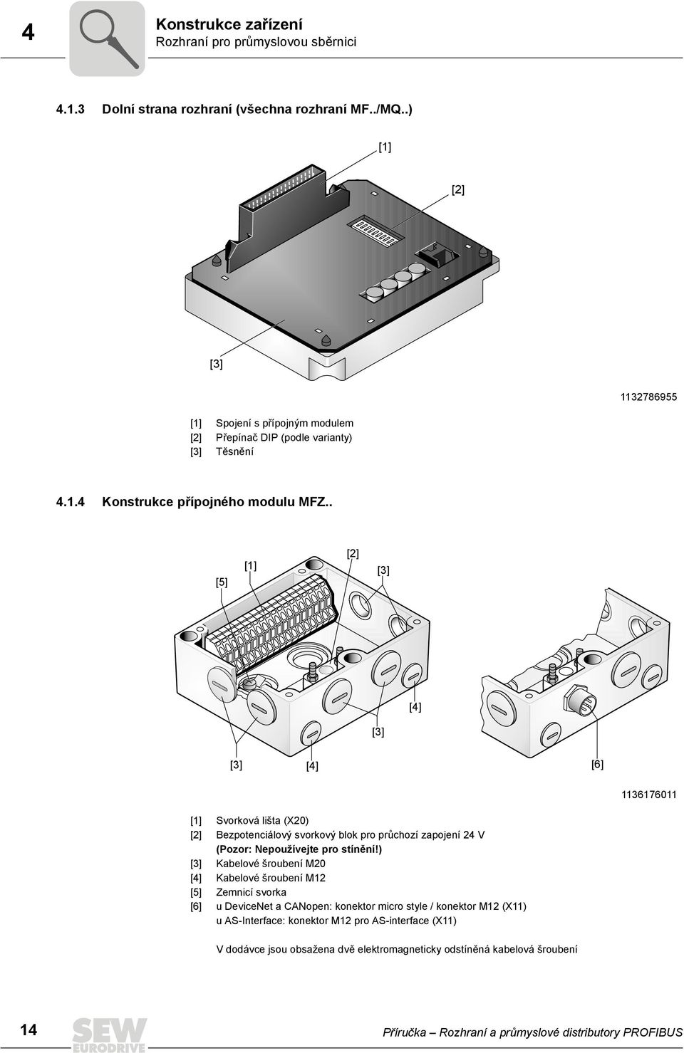 . [5] [1] [2] [3] [4] [3] [3] [4] [6] 1136176011 [1] [2] [3] [4] [5] [6] Svorková lišta (X20) Bezpotenciálový svorkový blok pro průchozí zapojení 24 V (Pozor: Nepoužívejte pro stínění!