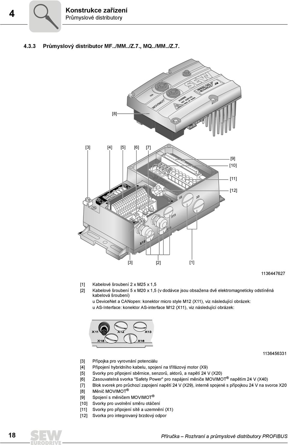 [8] [3] [4] [5] [6] [7] [9] [10] [11] [12] X15 [3] [2] [1] 1136447627 [1] [2] Kabelové šroubení 2 x M25 x 1,5 Kabelové šroubení 5 x M20 x 1,5 (v dodávce jsou obsažena dvě elektromagneticky odstíněná