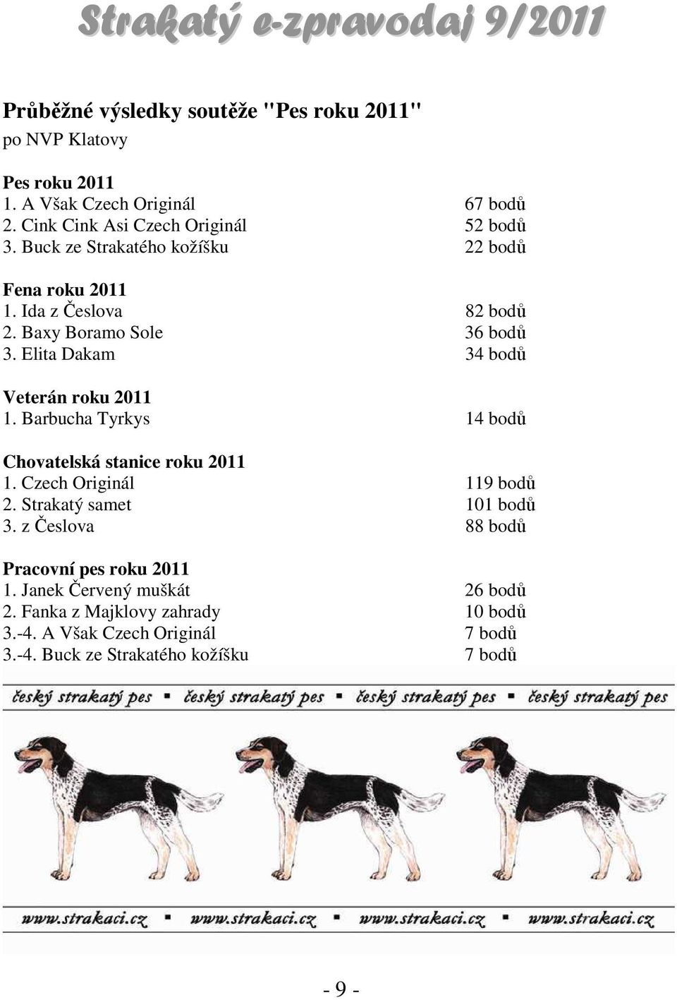 Barbucha Tyrkys 14 bodů Chovatelská stanice roku 2011 1. Czech Originál 119 bodů 2. Strakatý samet 101 bodů 3.