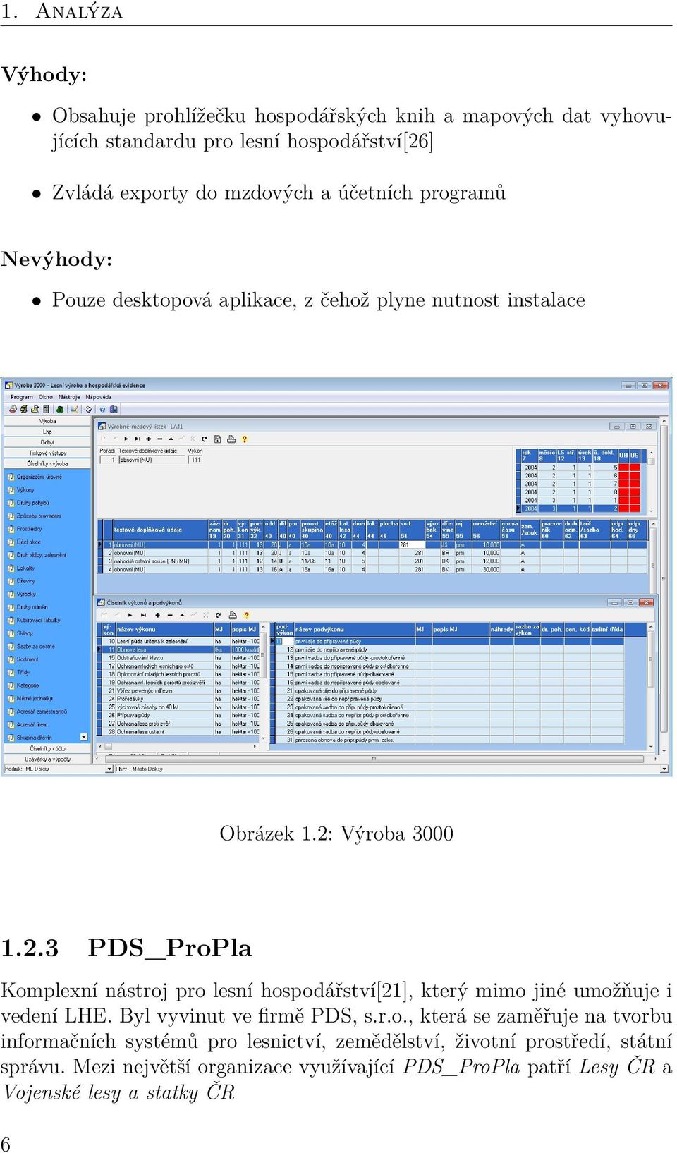 Výroba 3000 1.2.3 PDS_ProPla Komplexní nástroj pro lesní hospodářství[21], který mimo jiné umožňuje i vedení LHE. Byl vyvinut ve firmě PDS, s.r.o., která se zaměřuje na tvorbu informačních systémů pro lesnictví, zemědělství, životní prostředí, státní správu.
