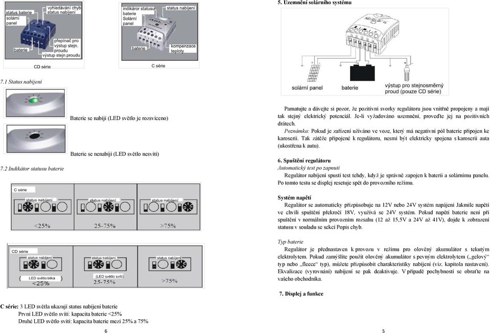 mají tak stejný elektrický potenciál. Je-li vyžadováno uzemnění, proveďte jej na pozitivních drátech. Poznámka: Pokud je zařízení užíváno ve voze, který má negativní pól baterie připojen ke karoserii.