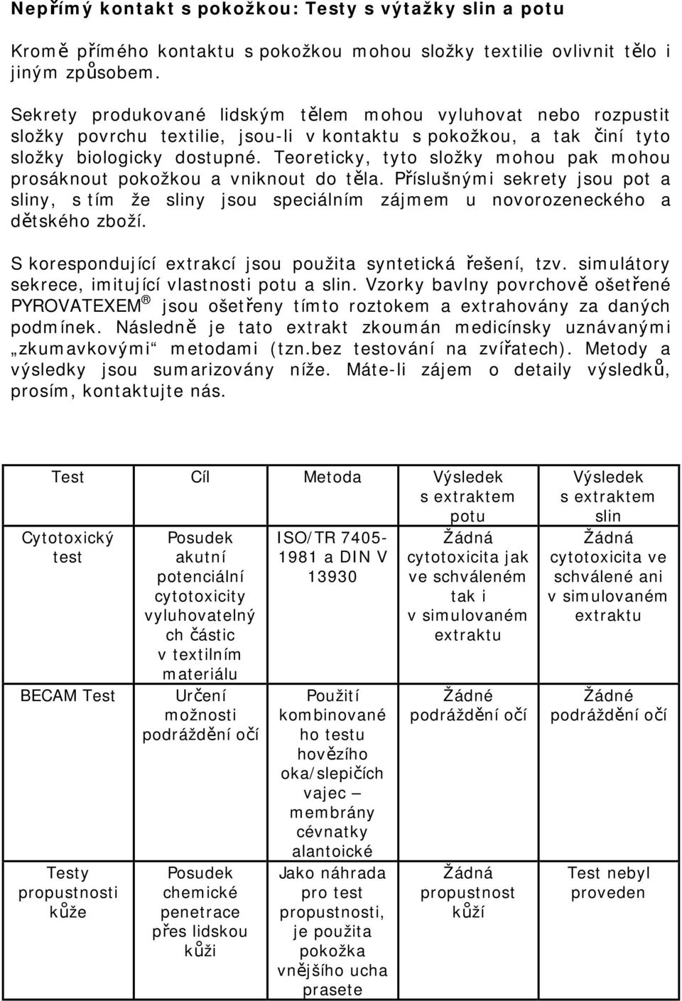 Teoreticky, tyto složky mohou pak mohou prosáknout pokožkou a vniknout do těla. Příslušnými sekrety jsou pot a sliny, s tím že sliny jsou speciálním zájmem u novorozeneckého a dětského zboží.