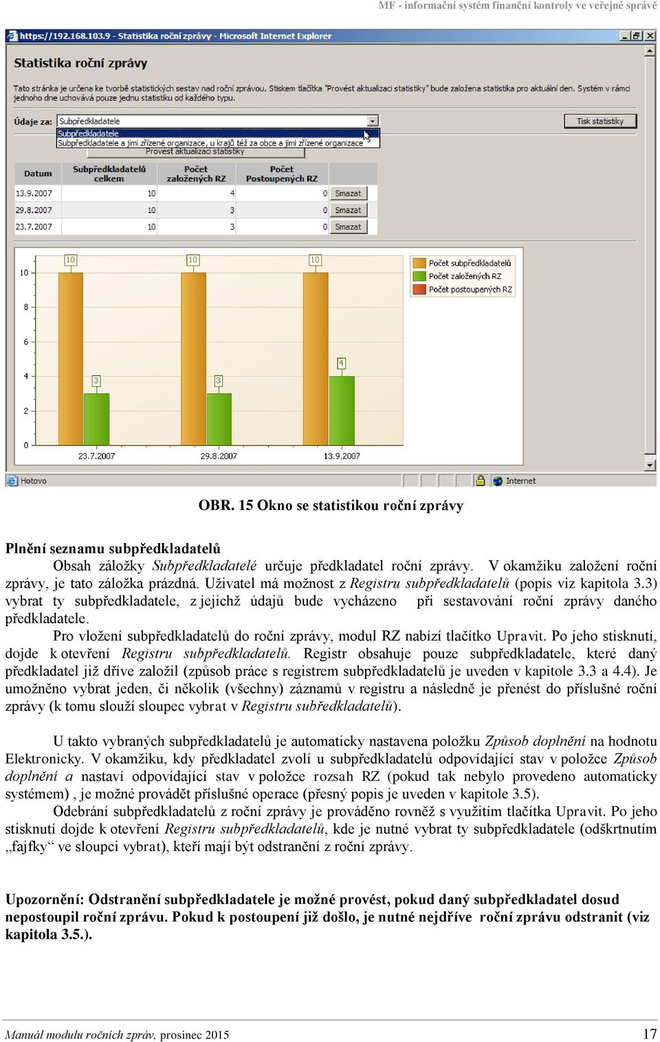 Pro vložení subpředkladatelů do roční zprávy, modul RZ nabízí tlačítko Upravit. Po jeho stisknutí, dojde k otevření Registru subpředkladatelů.