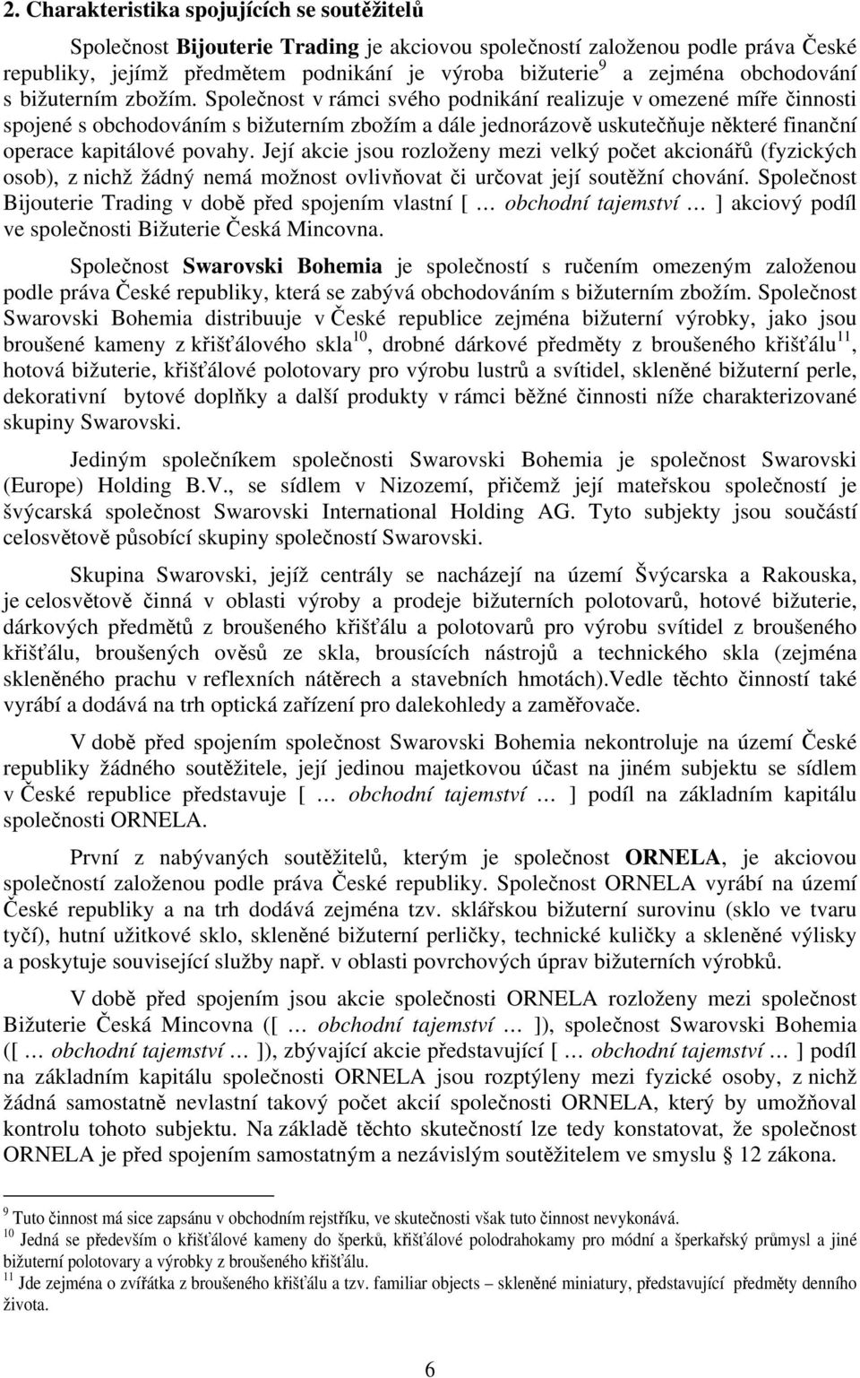 Společnost v rámci svého podnikání realizuje v omezené míře činnosti spojené s obchodováním s bižuterním zbožím a dále jednorázově uskutečňuje některé finanční operace kapitálové povahy.