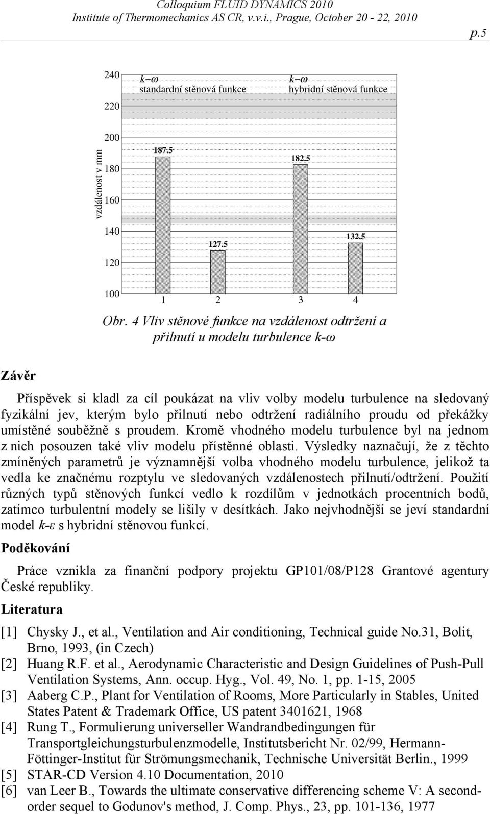 přilnutí nebo odtržení radiálního proudu od překážky umístěné souběžně s proudem. Kromě vhodného modelu turbulence byl na jednom z nich posouzen také vliv modelu přístěnné oblasti.