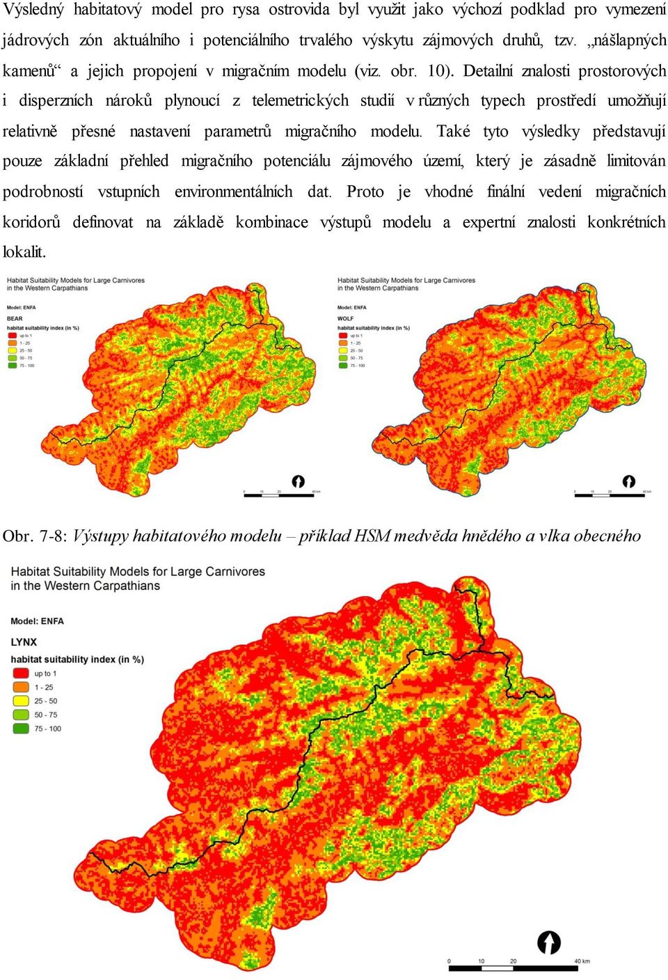 Detailní znalosti prostorových i disperzních nároků plynoucí z telemetrických studií v různých typech prostředí umožňují relativně přesné nastavení parametrů migračního modelu.