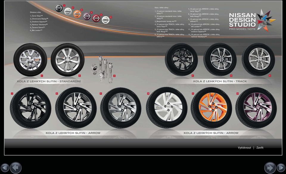 TRACK z lehké slitiny, stříbrná () 7_ palcová kola ARROW z lehké slitiny, černá Tokyo () 8_ palcová kola ARROW z lehké slitiny, šedá Atsugi (07) 9_ palcová kola ARROW z lehké slitiny, stříbrná () 0_
