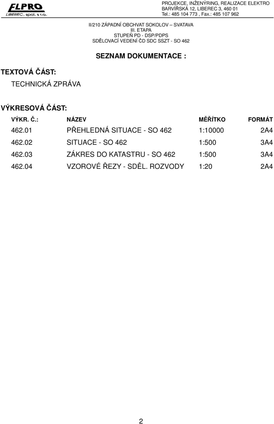 01 PŘEHLEDNÁ SITUACE - SO 462 1:10000 2A4 462.