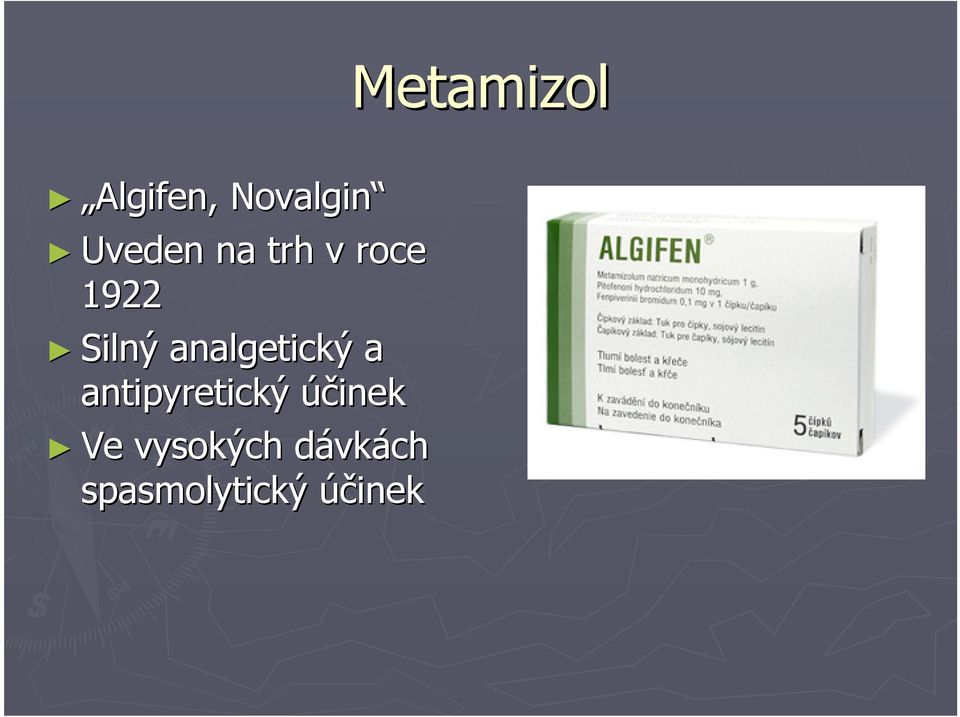 analgetický a antipyretický účinek